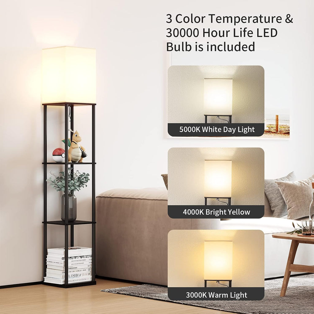 Modern Floor Lamp with Shelves