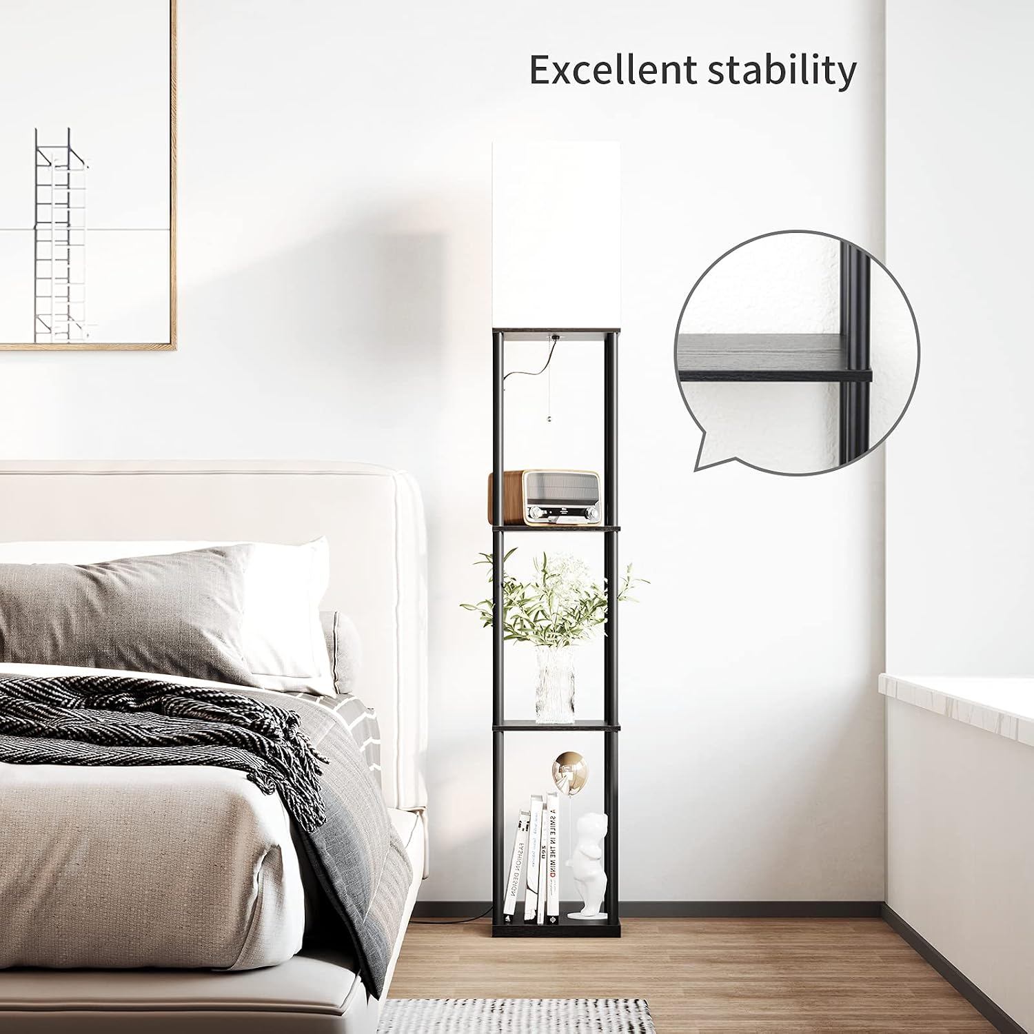 Modern Floor Lamp with Shelves