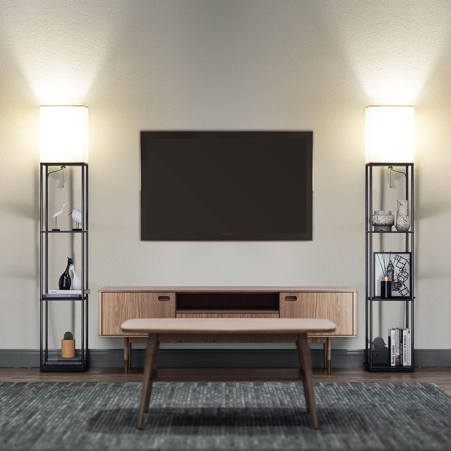 Modern Floor Lamp with Shelves
