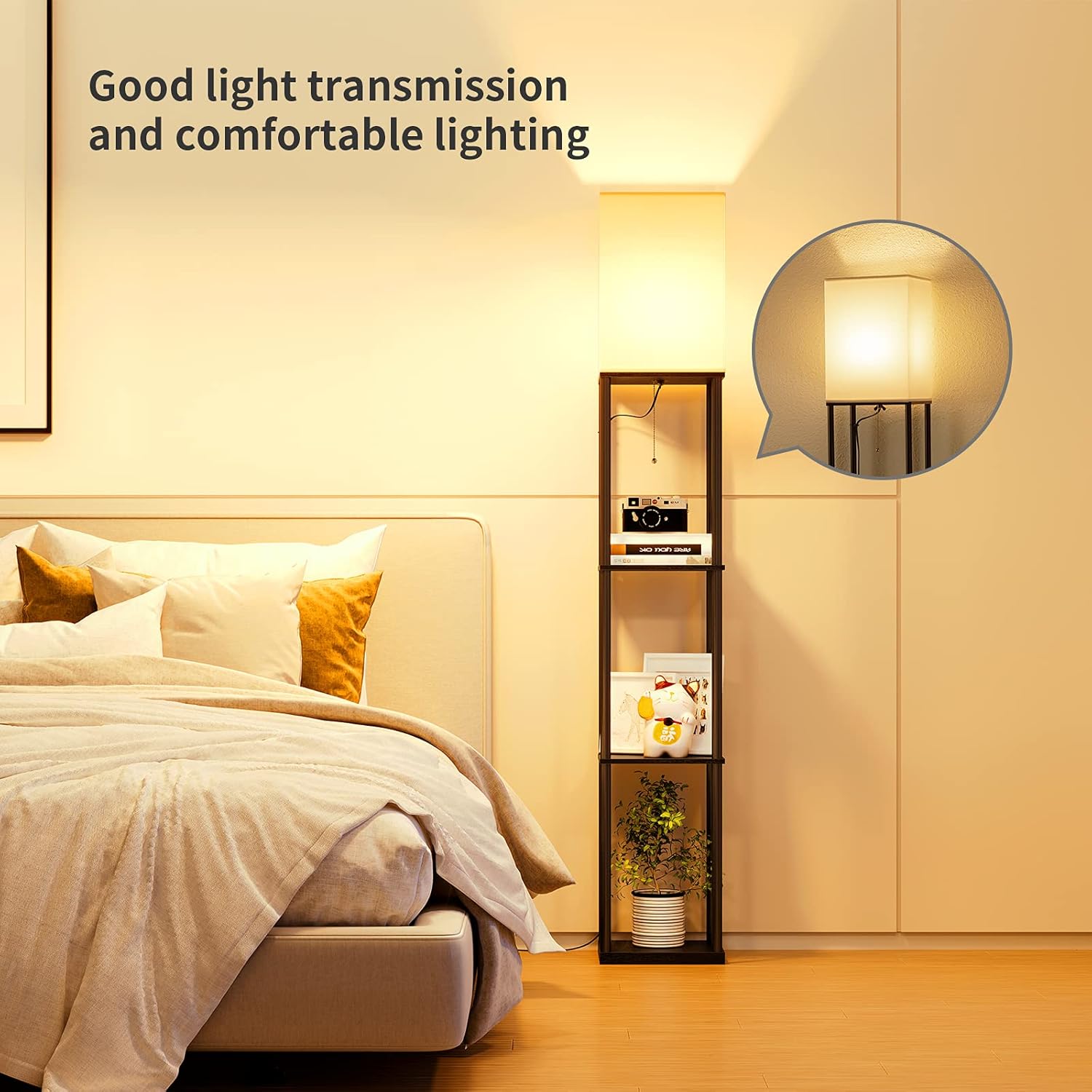 Modern Floor Lamp with Shelves