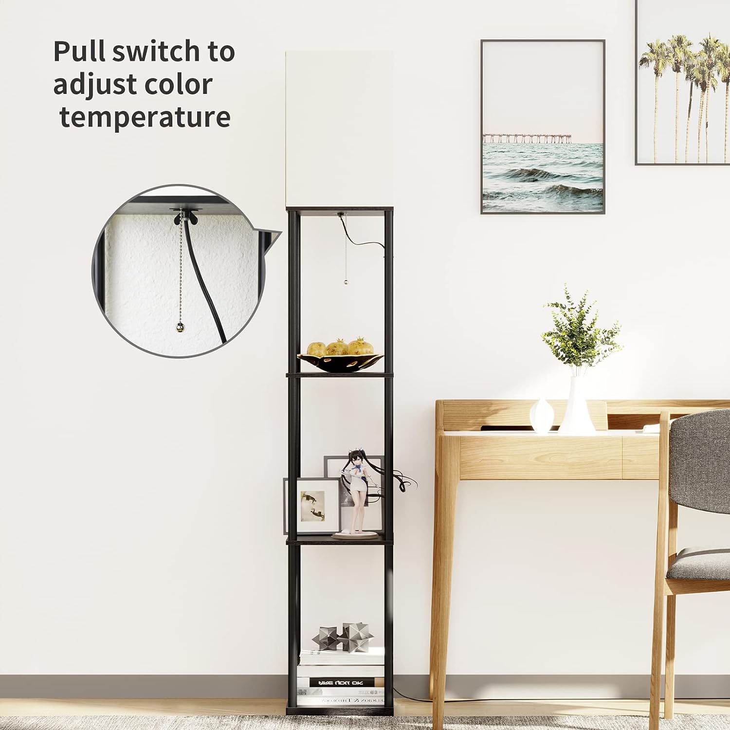 Modern Floor Lamp with Shelves