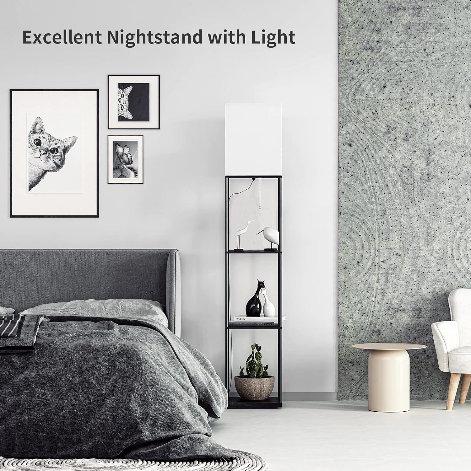 Modern Floor Lamp with Shelves
