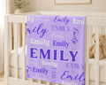 Personalized Purple Name Baby Blanket — Custom  Soft Fleece Throw for Girls, Nursery Gift